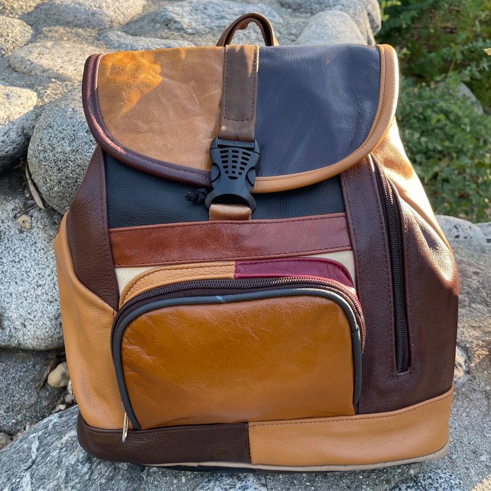 HandMade Genuine Leather Patchwork Backpack